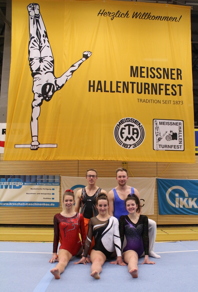 Tobias Vogel, Nico Treffkorn, Patricia Otto, Wilma Gerold & Laura Mäthe beim 61. Meißner Hallenturnfest